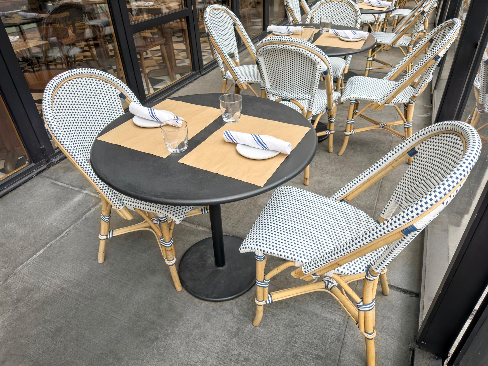 Outdoor dining area of a restaurant